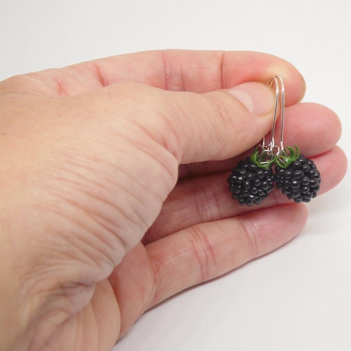 Tiny Temptations: Blackberry Earrings Drop Polymer Clay.