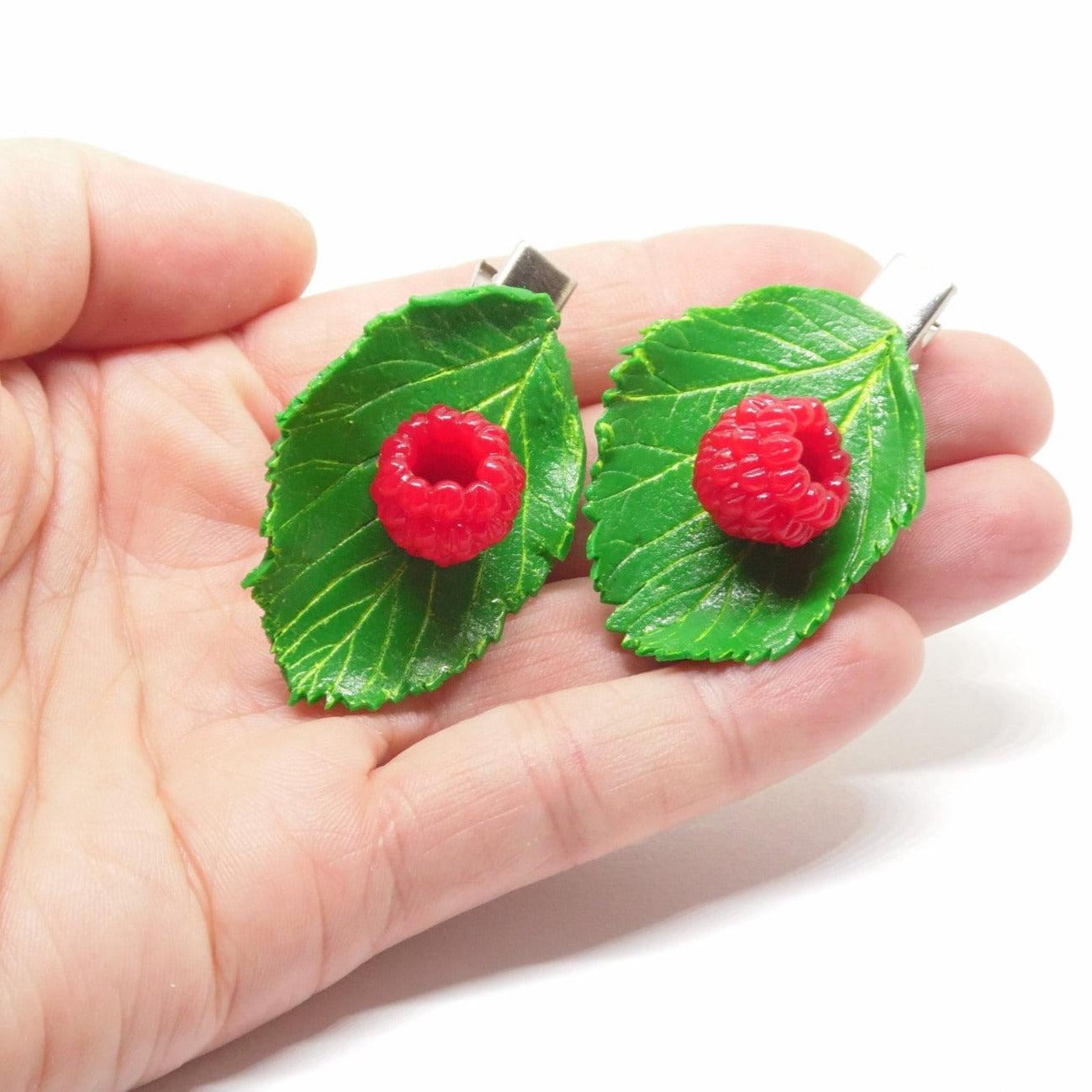 Juicy Explosion: Raspberry Barrette Polymer Clay.