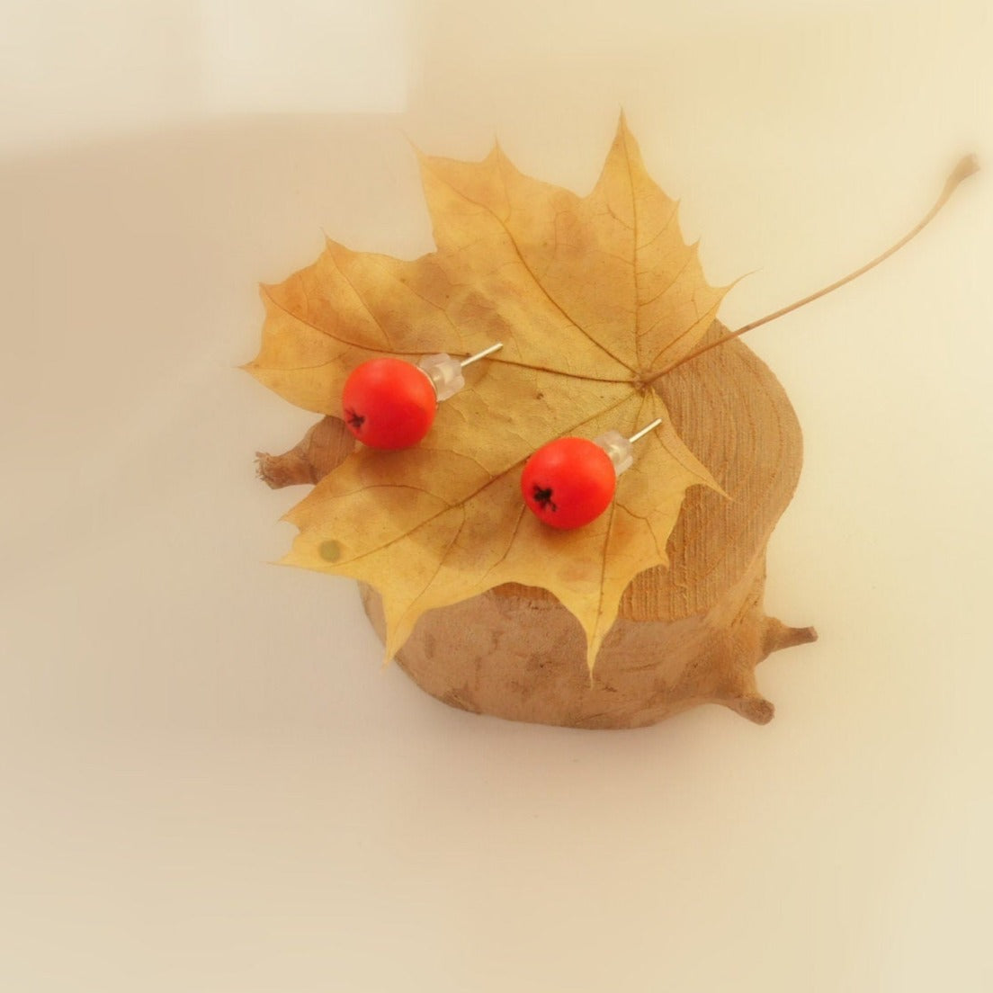 Autumn Drops: Rowan Earrings Polymer Clay.