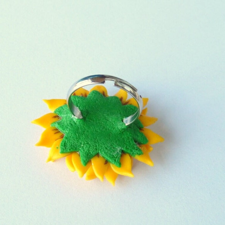 Blooming Love: Sunflower Ring Polymer Clay