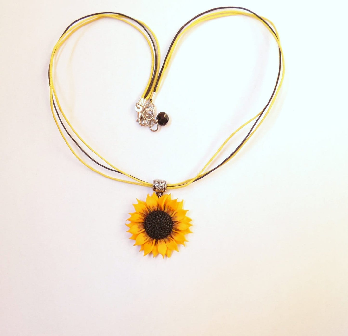 Handcrafted Sunflower Pendant Necklace Polymer Clay