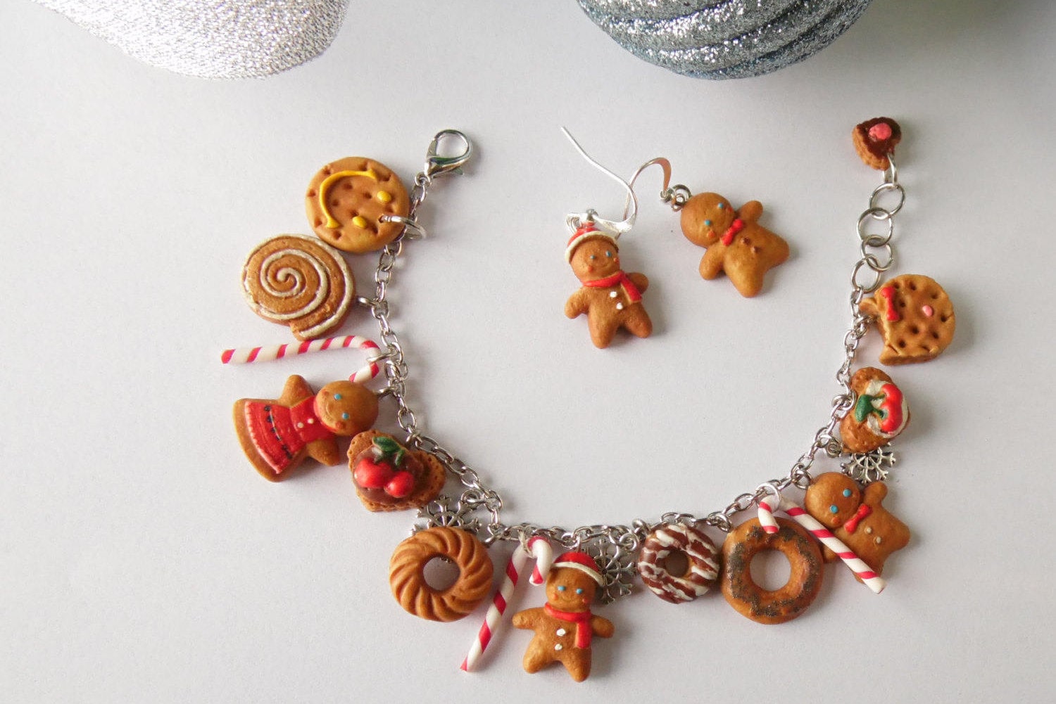 Gingerbread Duet: Bracelet & Earrings Polymer Clay