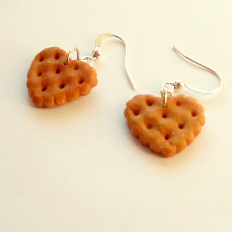 Love Tastes : Heart Cookie Earrings Polymer Clay.