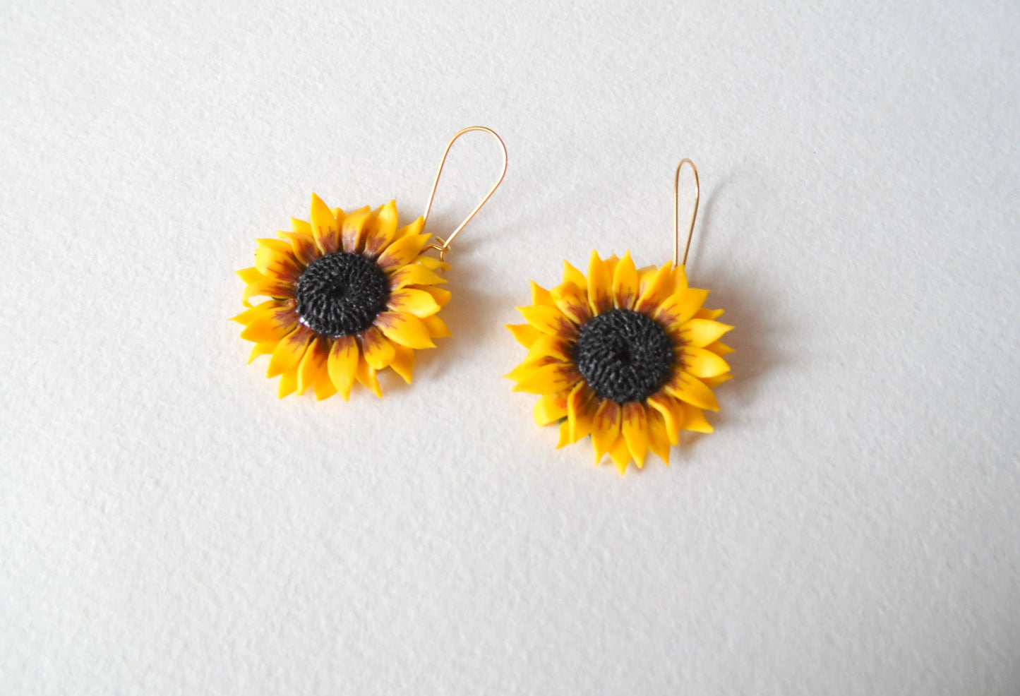 Yellow Sunflower Earrings Polymer Clay