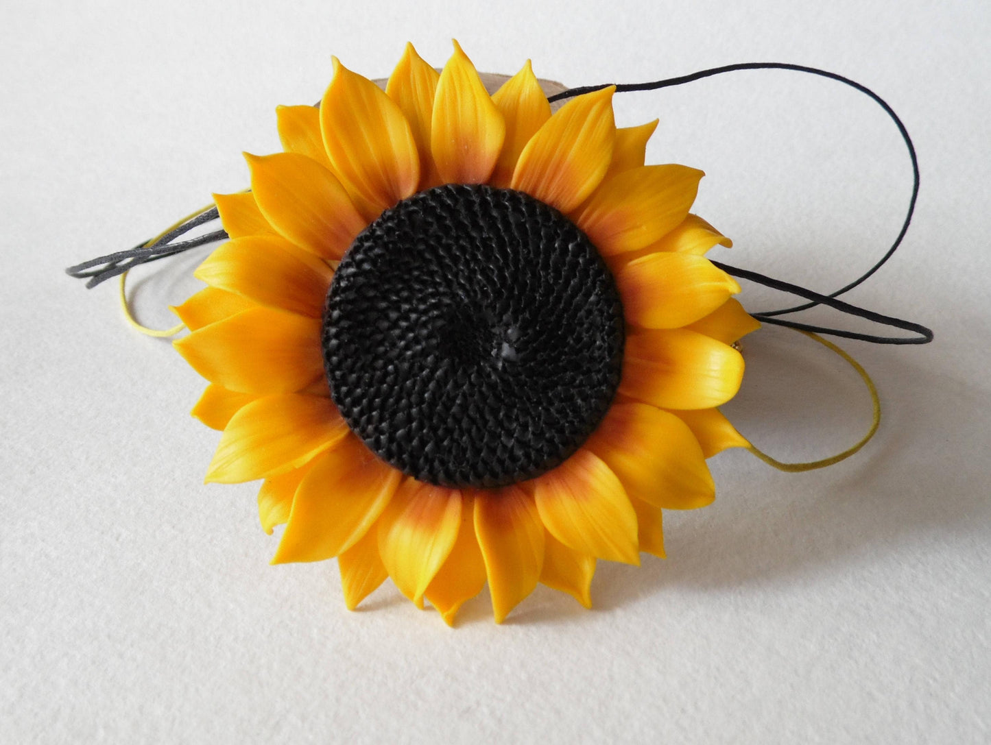 Floral Splendor: Sunflower Brooch & Pendant Polymer Clay.