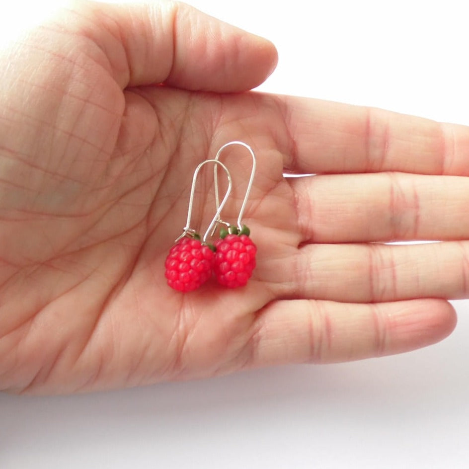 Berry Seduction: Raspberry Earrings Polymer Clay.