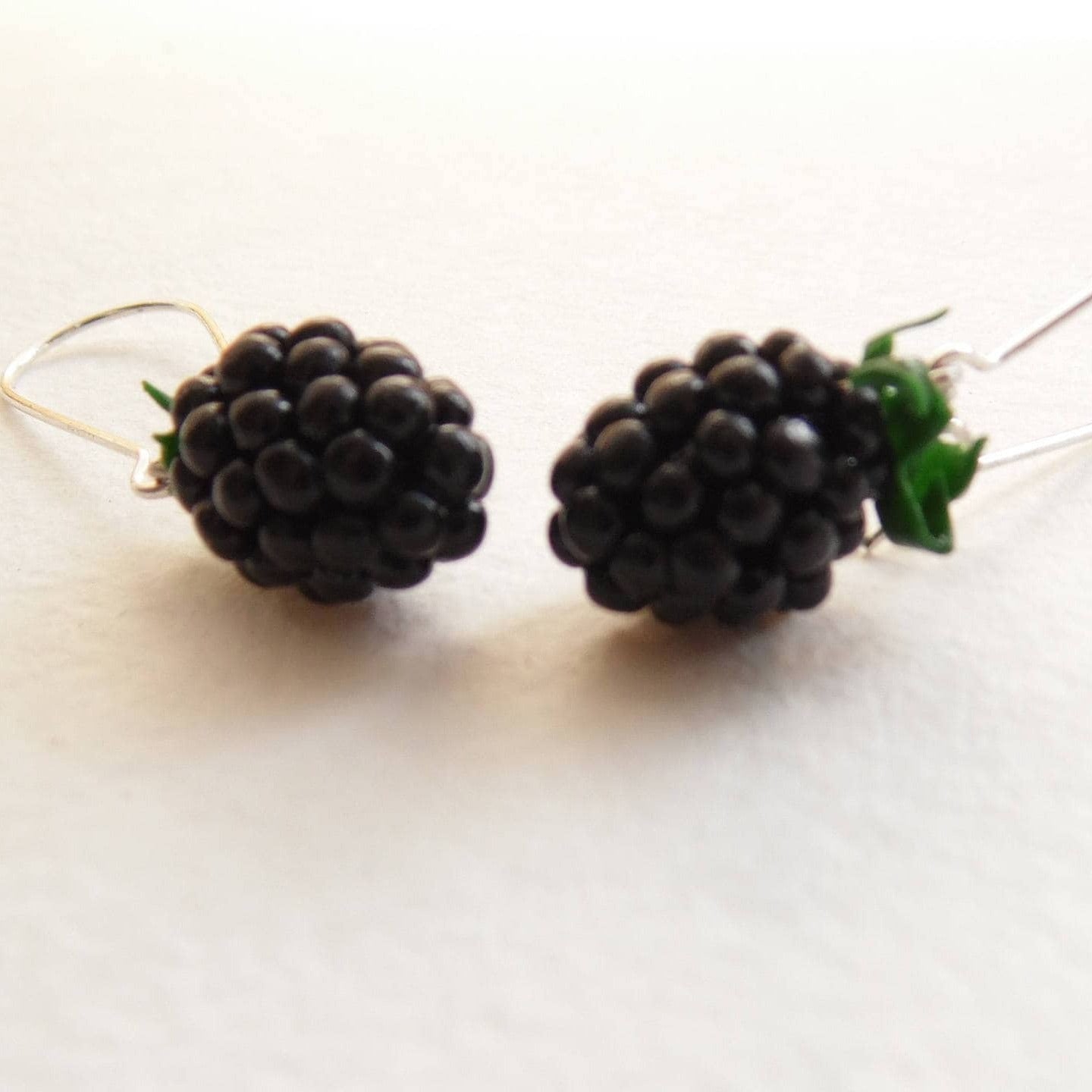 Tiny Temptations: Blackberry Earrings Drop Polymer Clay.