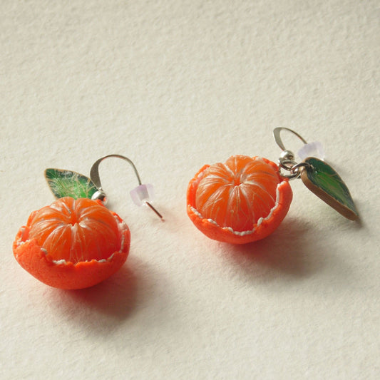 Citrus Chic: Mandarin Polymer Clay Earrings