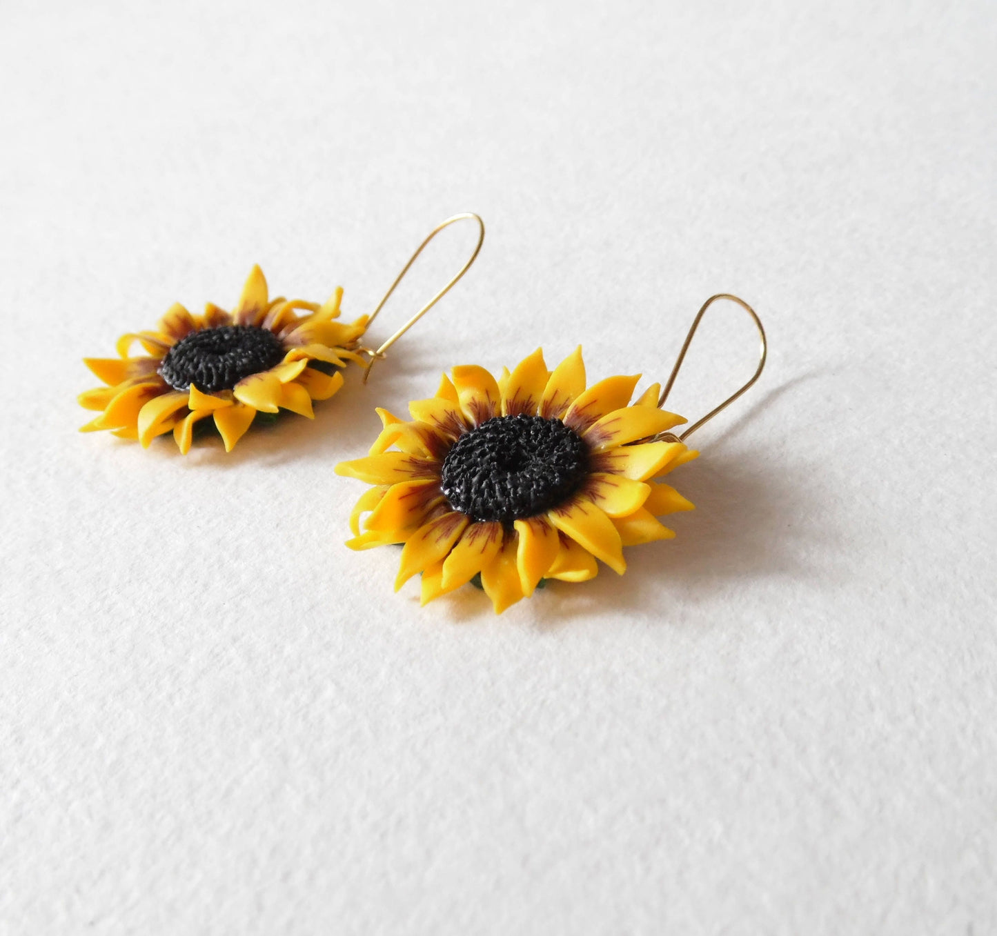 Yellow Sunflower Earrings Polymer Clay