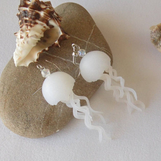 Sea Depths: Jellyfish Earrings Polymer Clay.