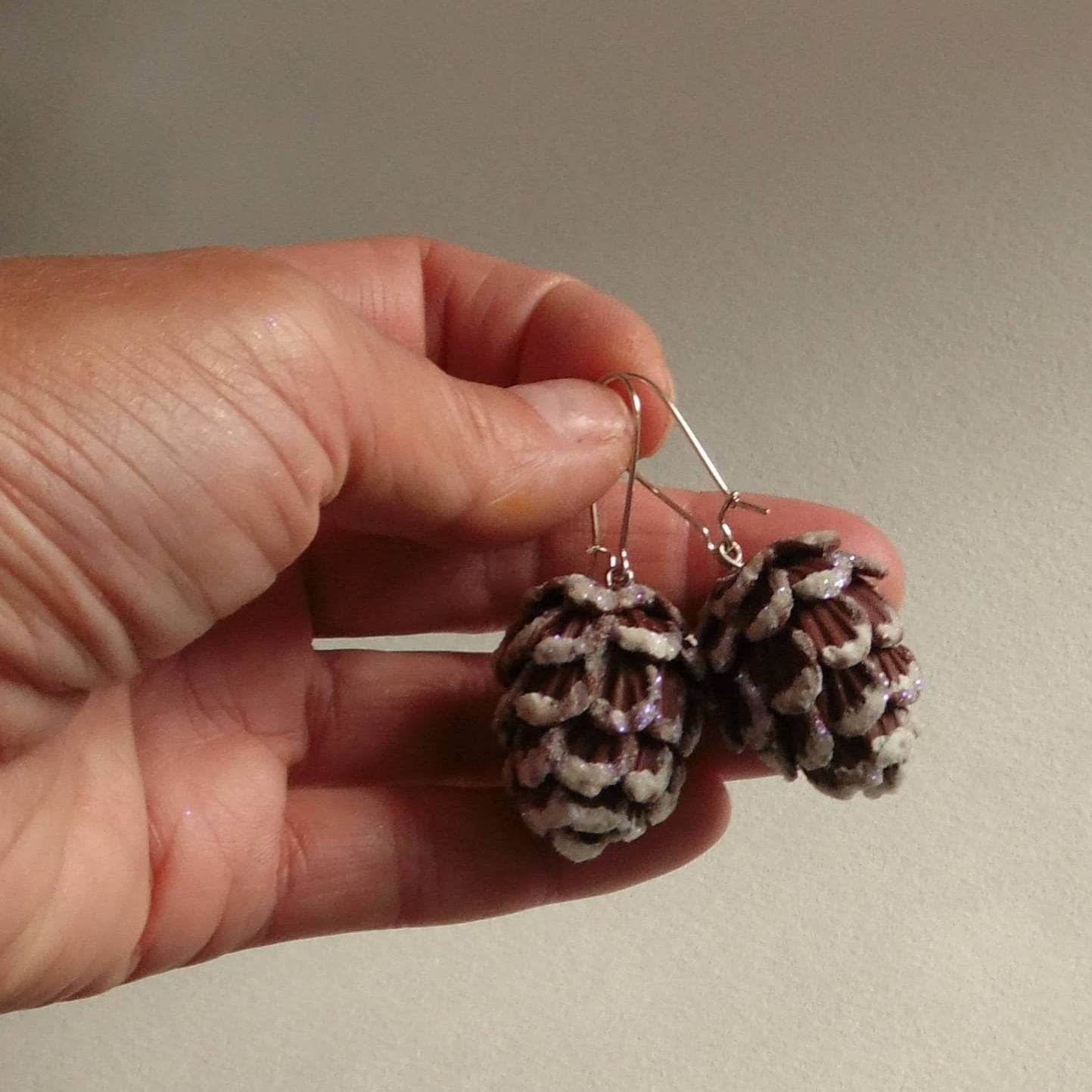 Woodland Treasures: Fir Cone Earrings Polymer Clay.