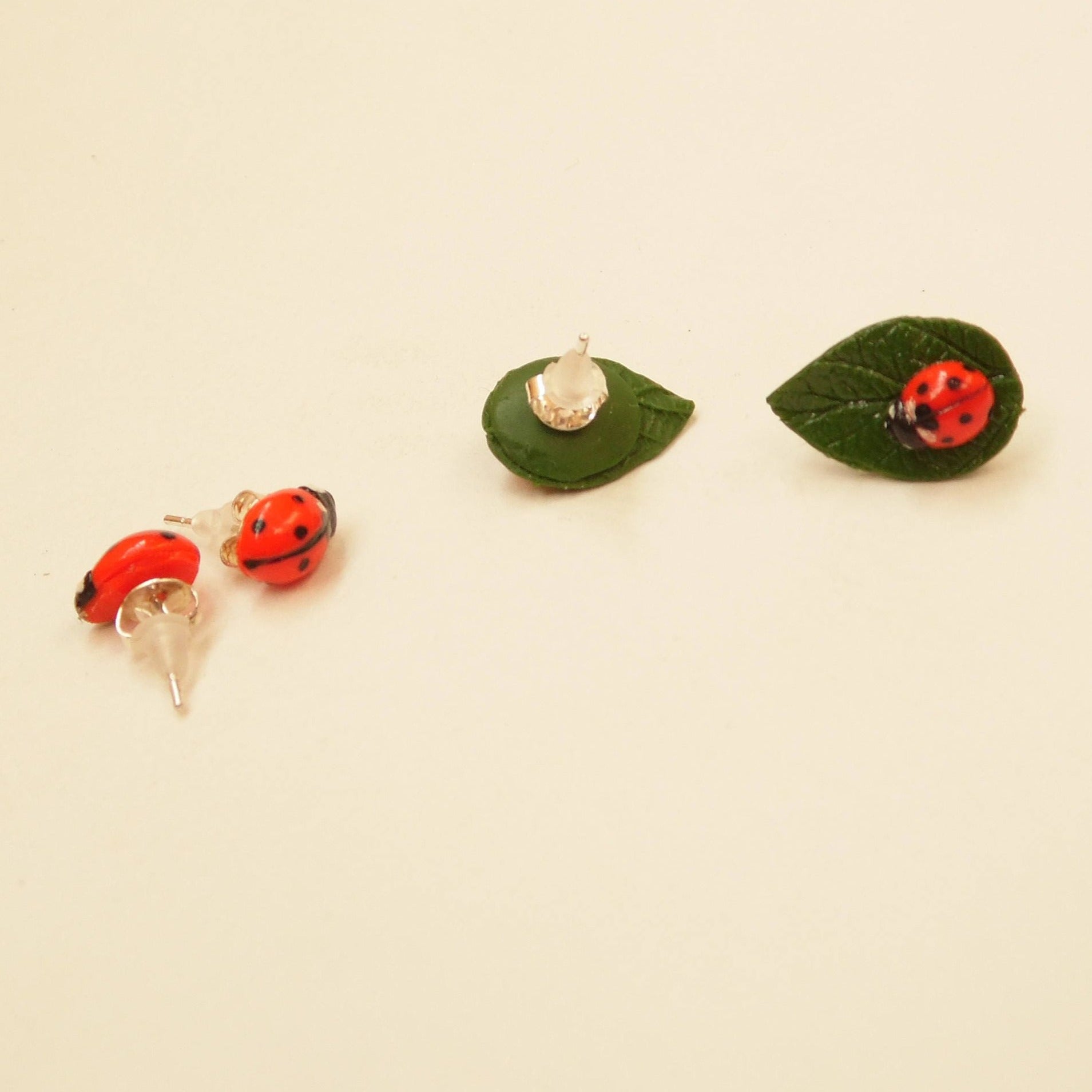 Bright Accent: Ladybug Earrings Polymer Clay.