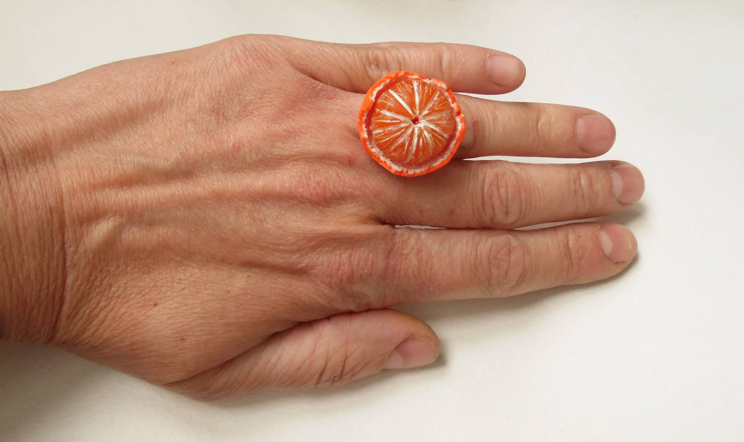 Burst of Joy: Mandarin Fruit Ring Polymer Clay