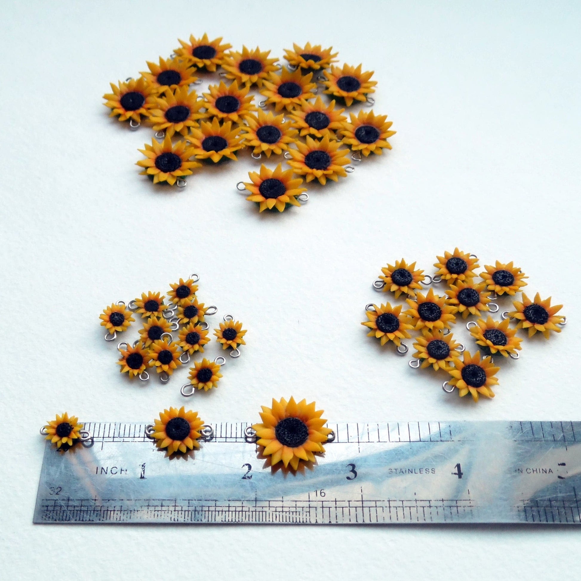 Summer Symphony: Sunflower Bead Polymer Clay.