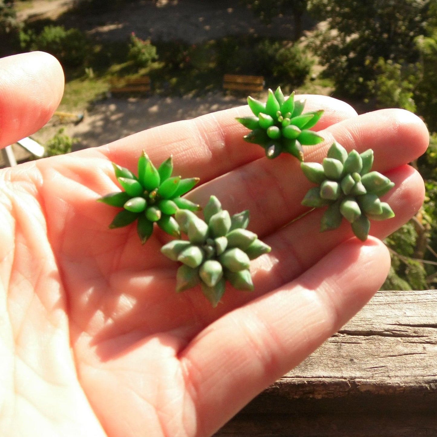 Evergreen Elegance: Succulent Earrings Polymer Clay.