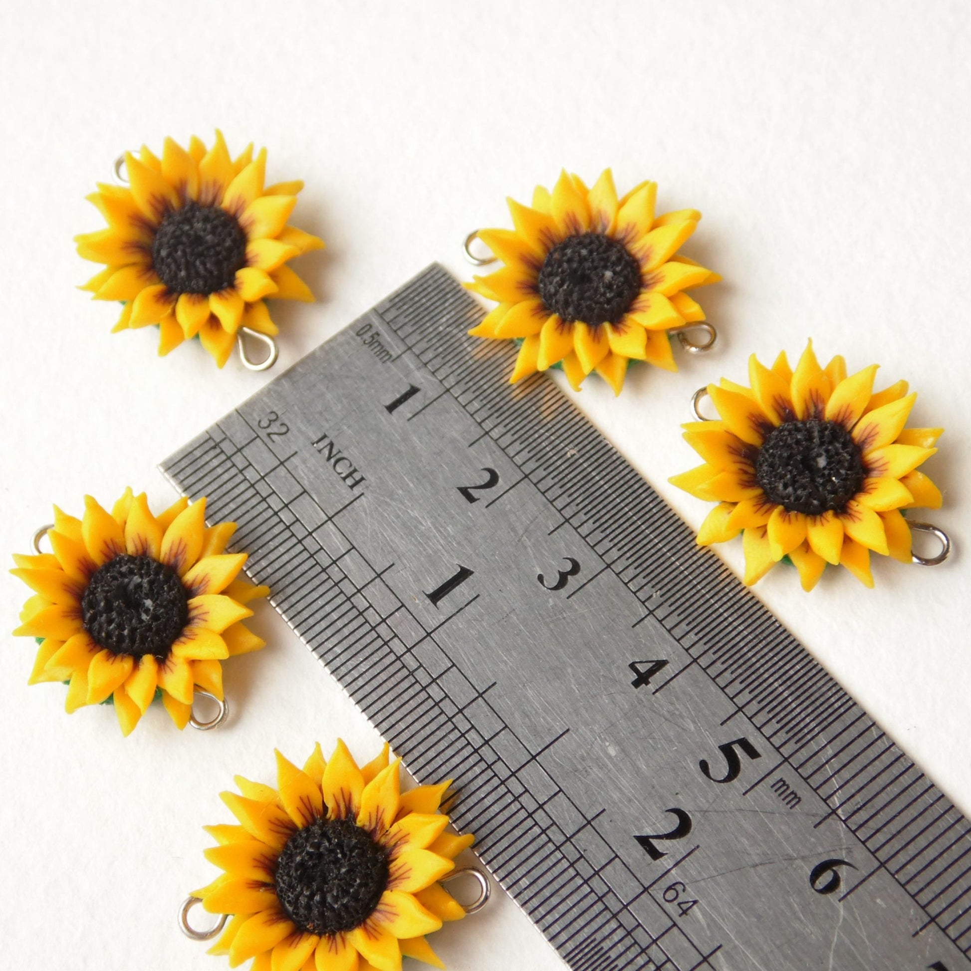 Summer Symphony: Sunflower Bead Polymer Clay.