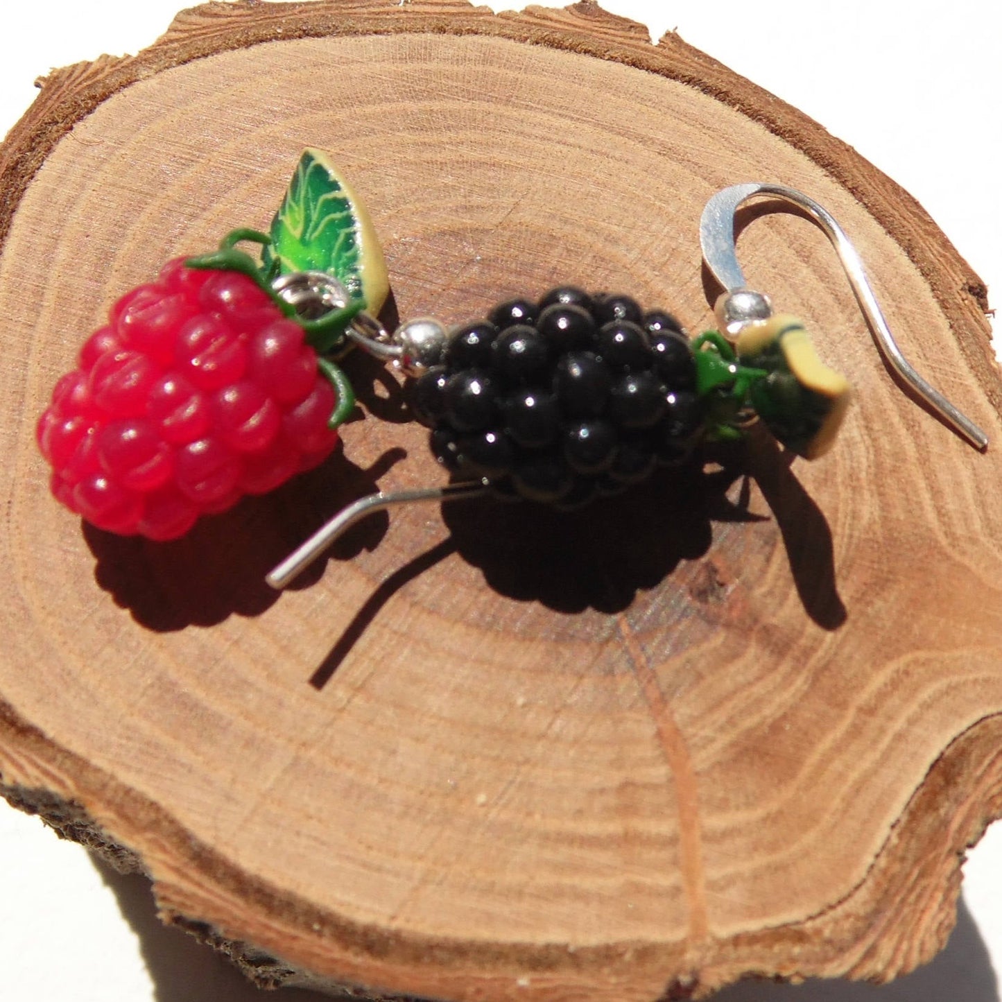 Sweet Duo: Blackberry & Raspberry Earrings Polymer Clay.