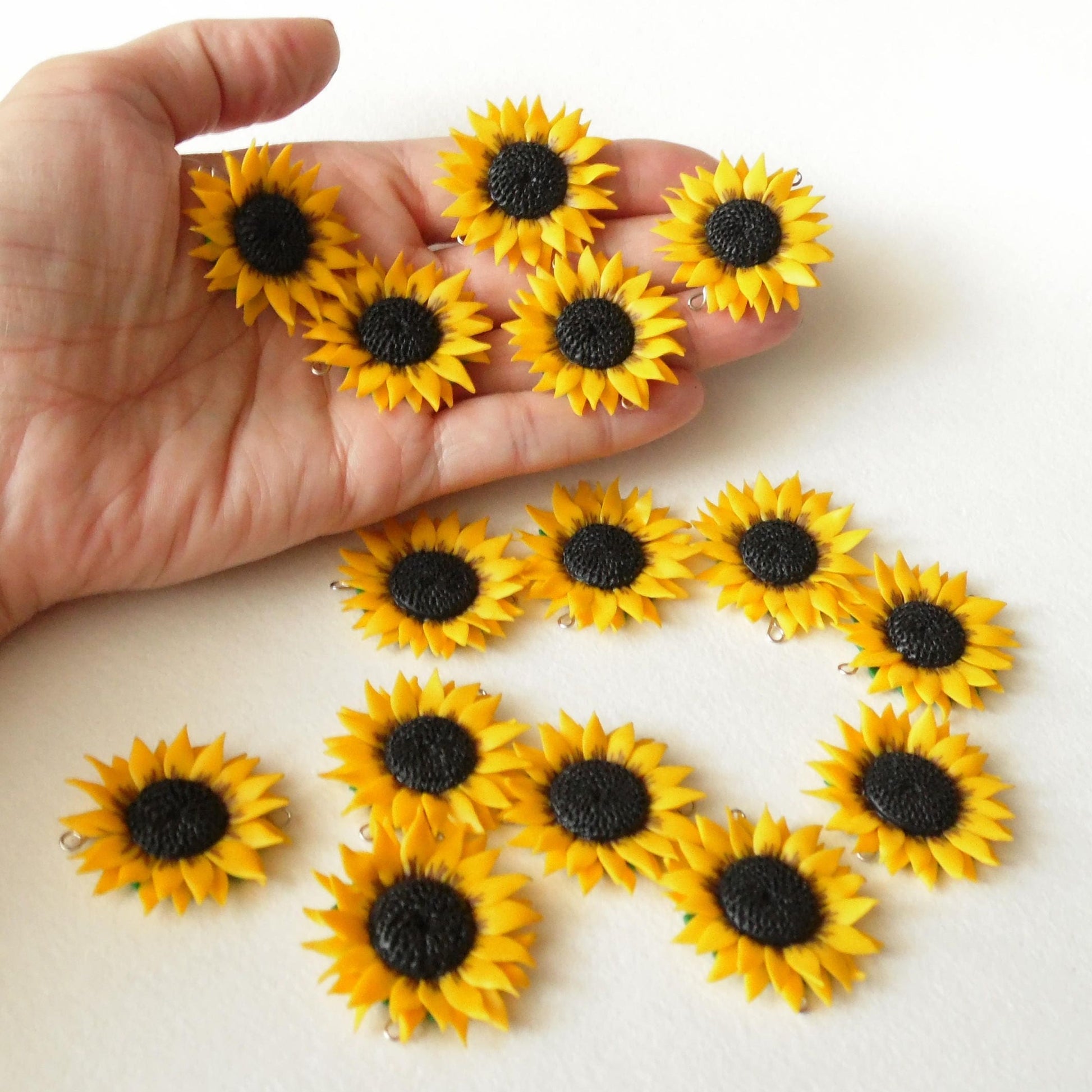 Summer Symphony: Sunflower Bead Polymer Clay.