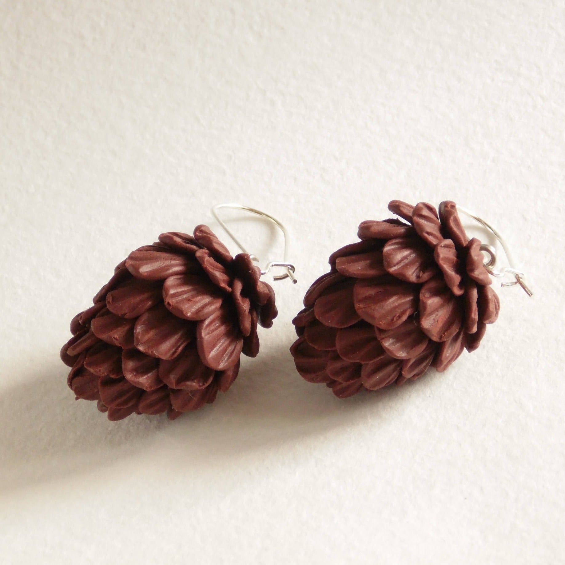 Woodland Treasures: Fir Cone Earrings Polymer Clay.