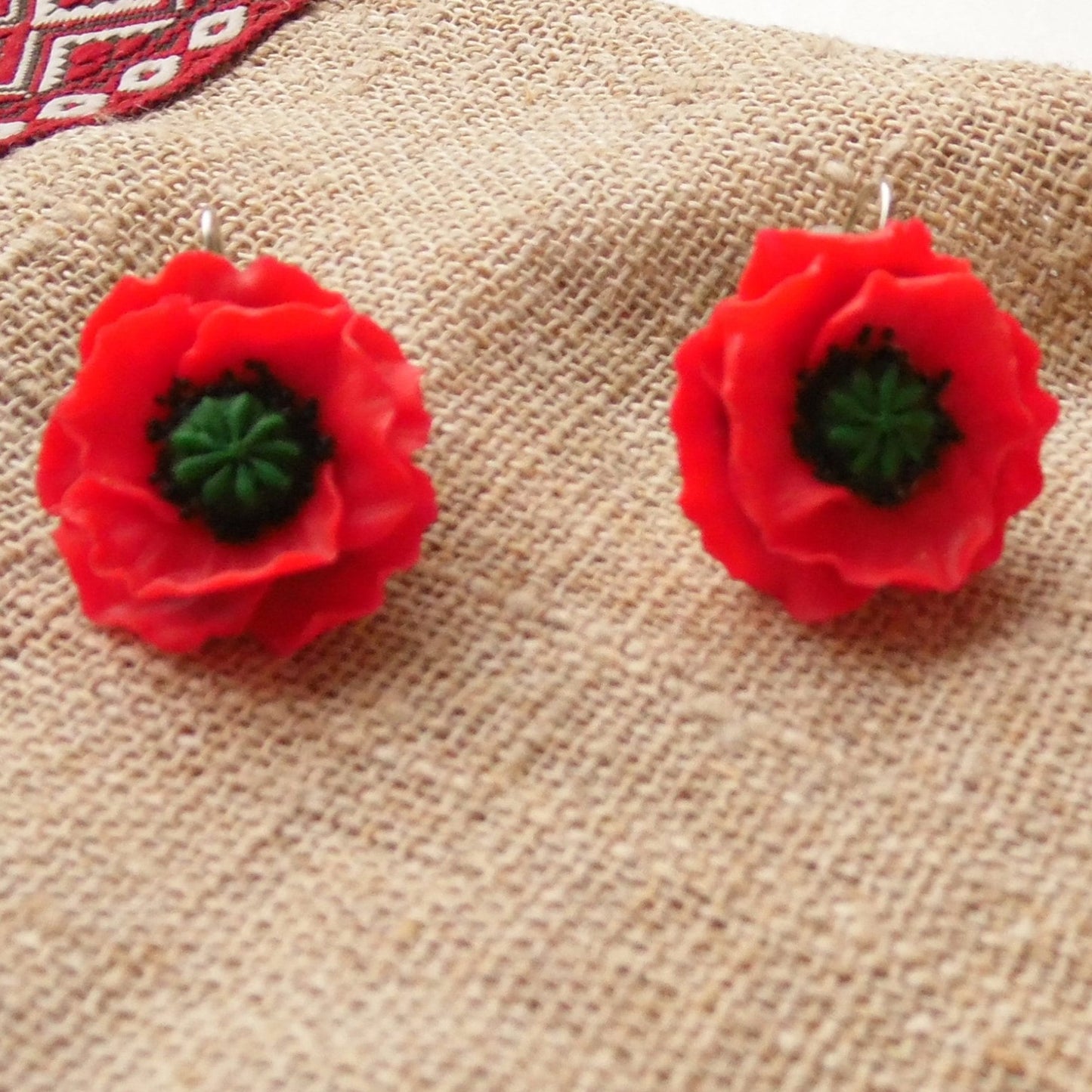 Blazing Passion: Poppy Earrings Polymer Сlay.