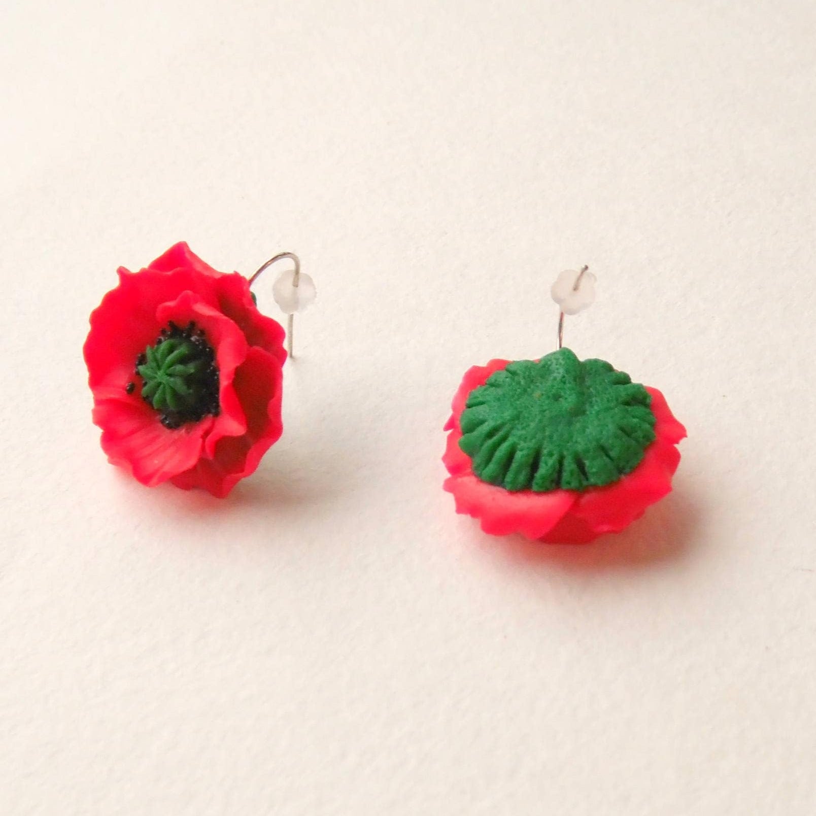 Blazing Passion: Poppy Earrings Polymer Сlay.