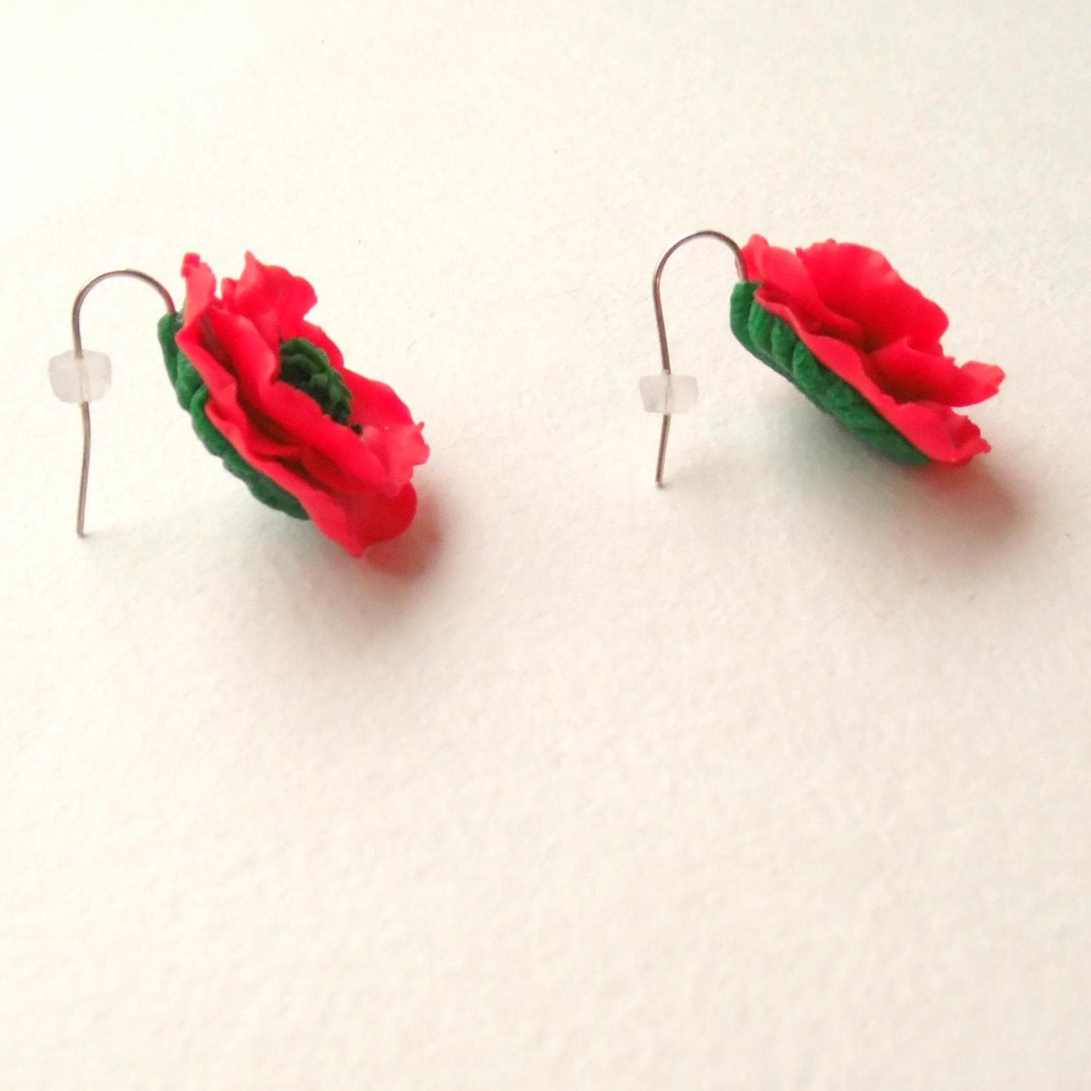 Blazing Passion: Poppy Earrings Polymer Сlay.