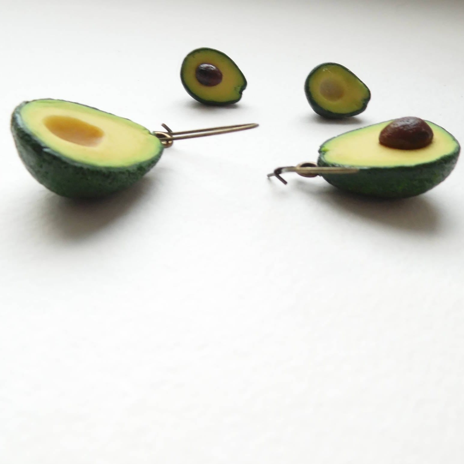 Tropical Tale: Avocado Earrings Polymer Clay.