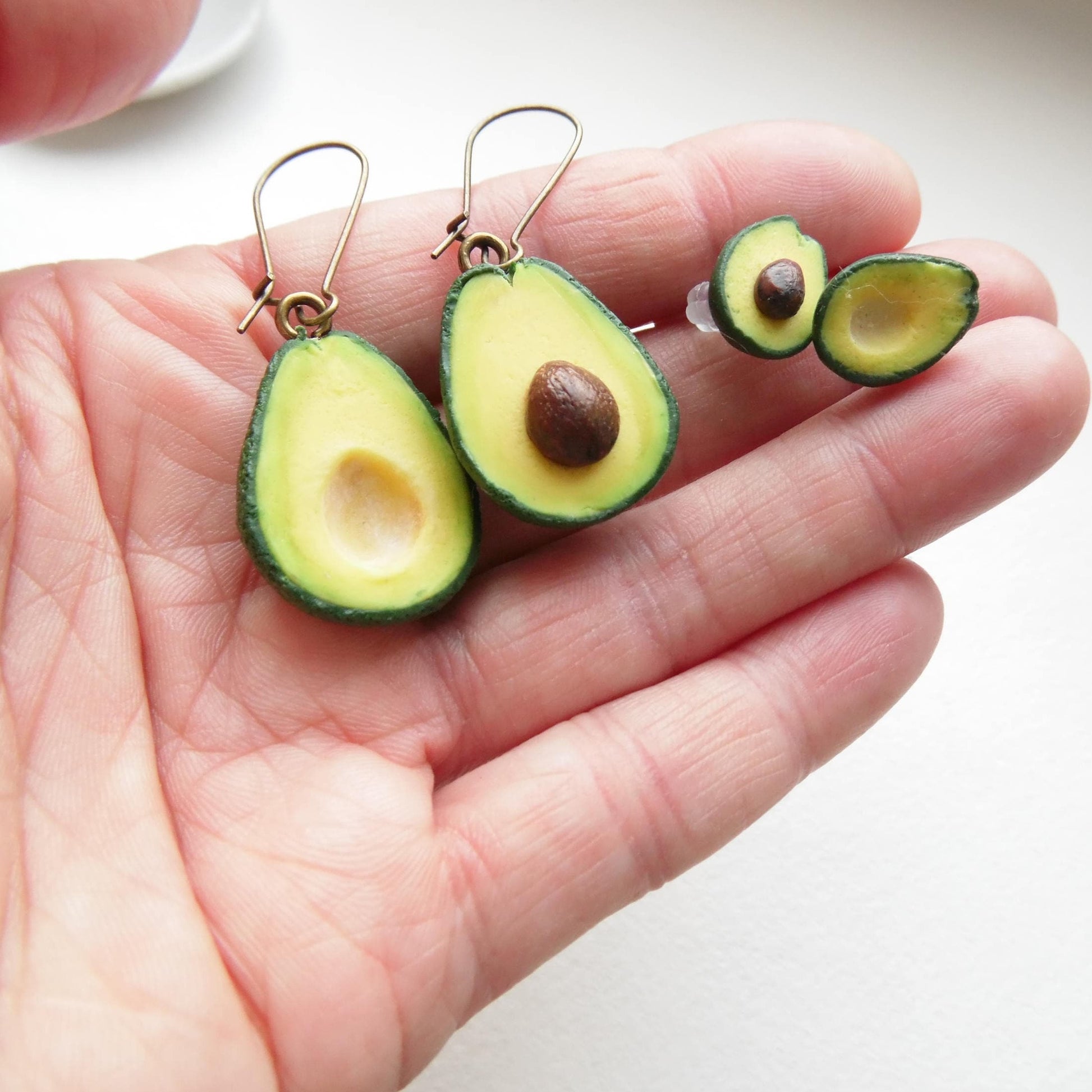 Tropical Tale: Avocado Earrings Polymer Clay.