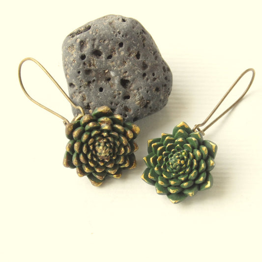 Eternal Beauty: Succulents Earrings Polymer Clay.