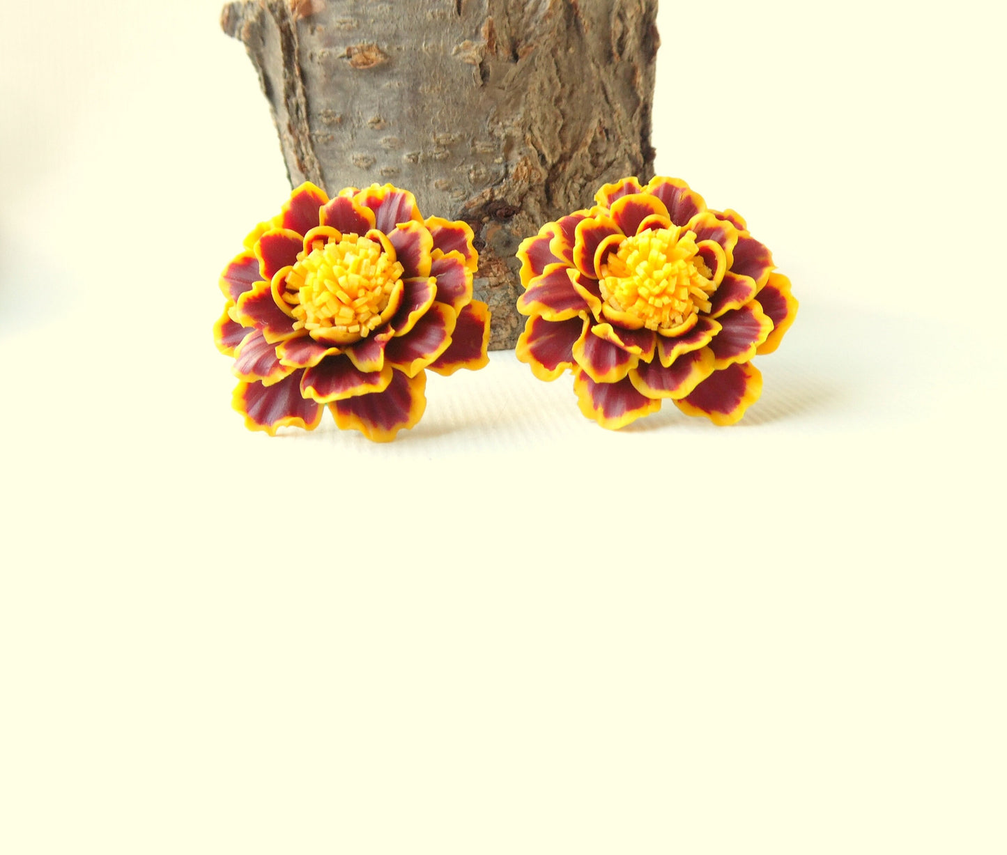 Marigold Bright Floral Polymer Clay Earrings