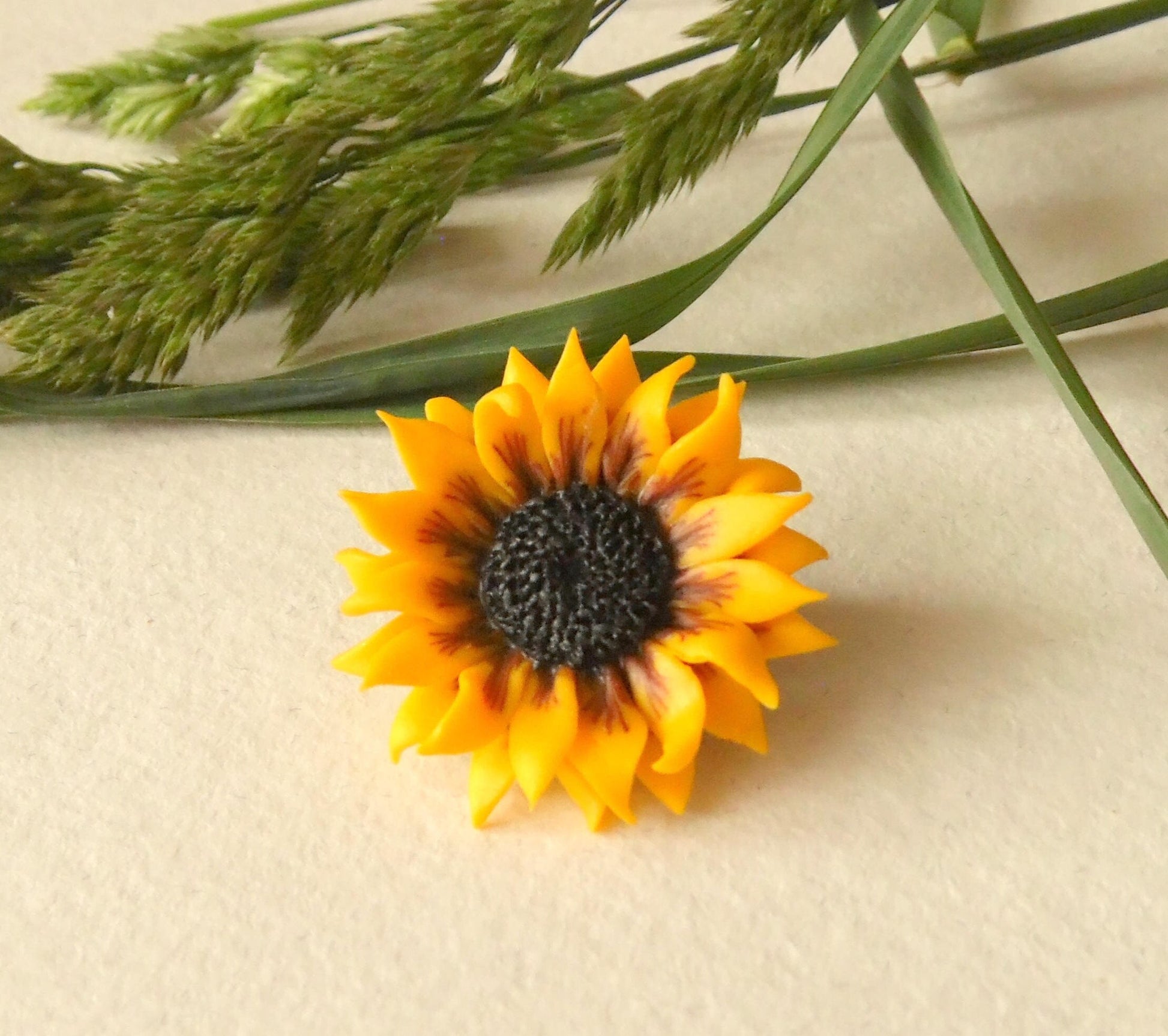 Radiant Bloom: Sunflower Brooch Polymer Clay