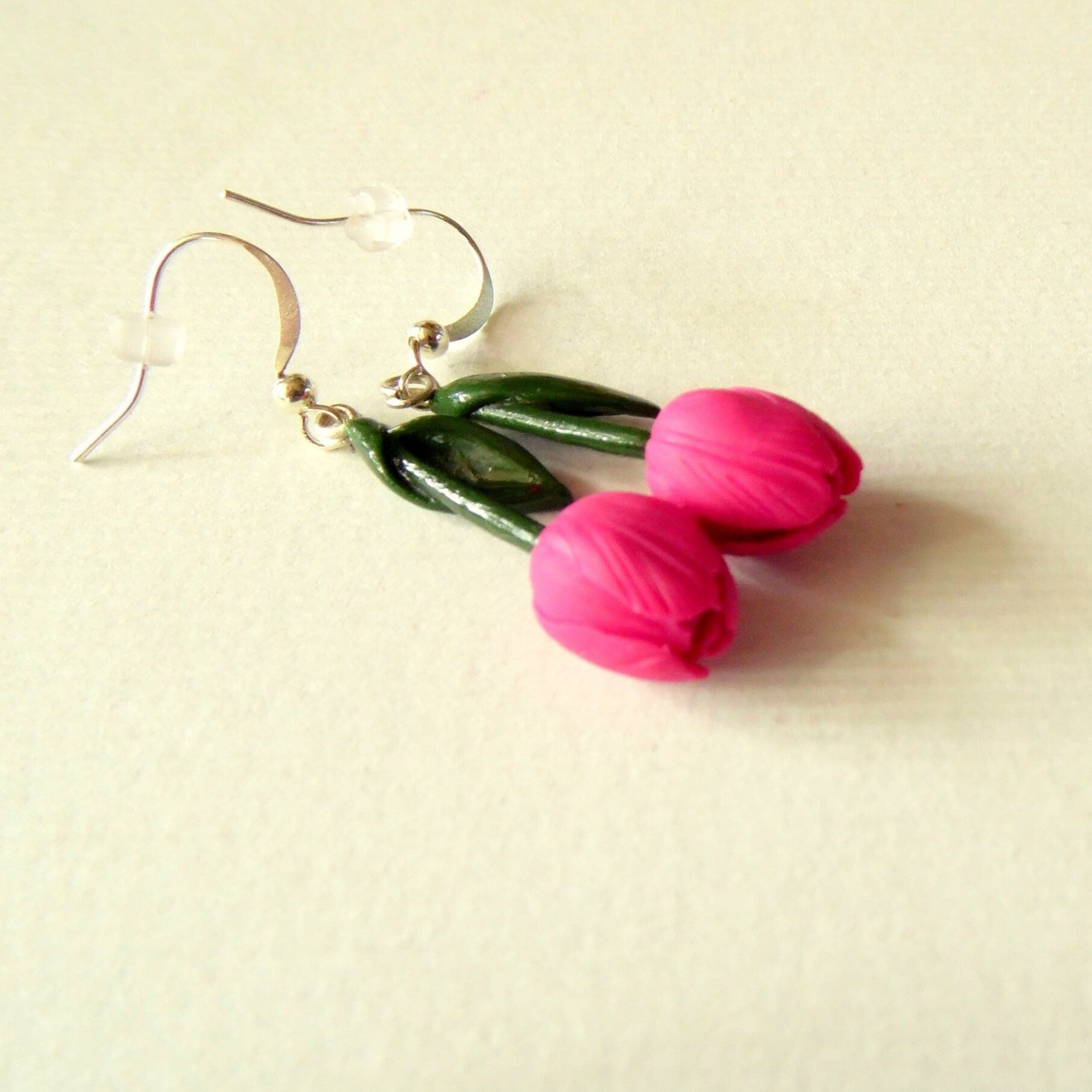 Pink Waltz: Tulip Earrings Polymer Clay.