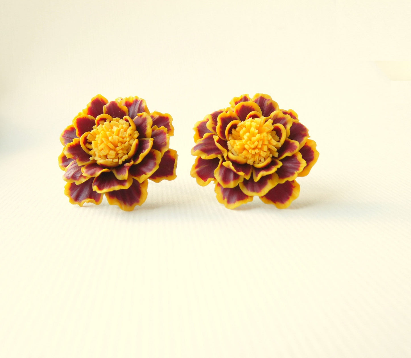 Marigold Bright Floral Polymer Clay Earrings