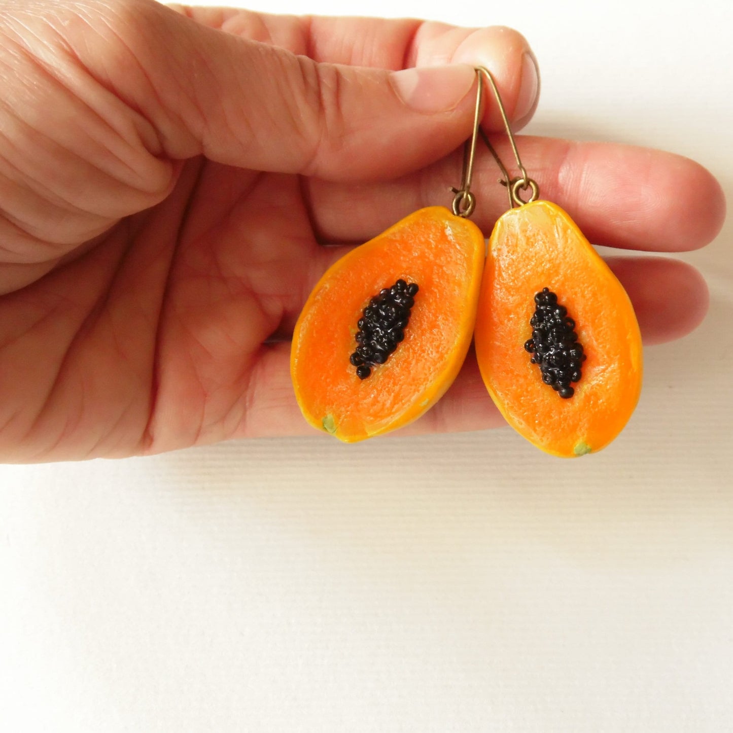 Tropical Temptation: Papaya Earrings Polymer Clay.