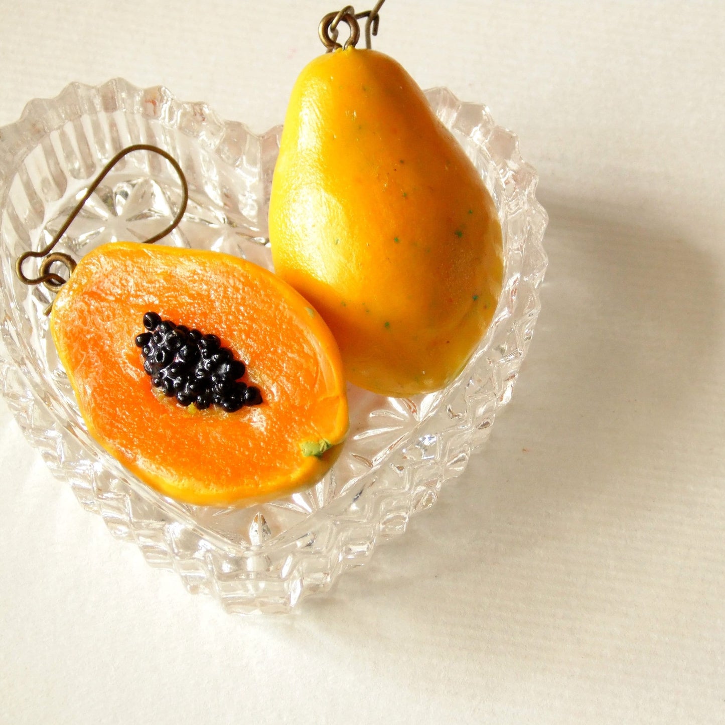 Tropical Temptation: Papaya Earrings Polymer Clay.