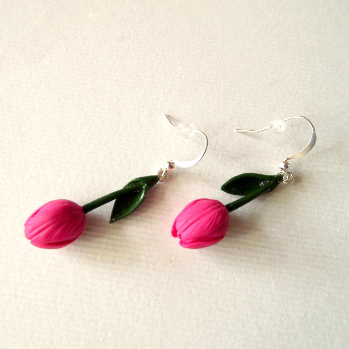 Pink Waltz: Tulip Earrings Polymer Clay.