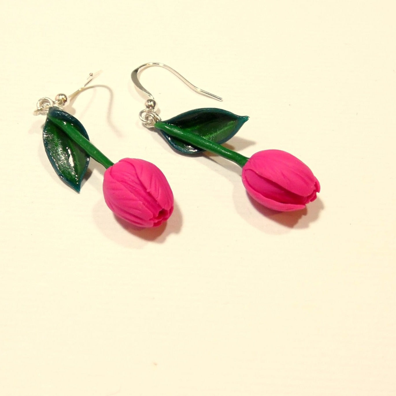 Pink Waltz: Tulip Earrings Polymer Clay.