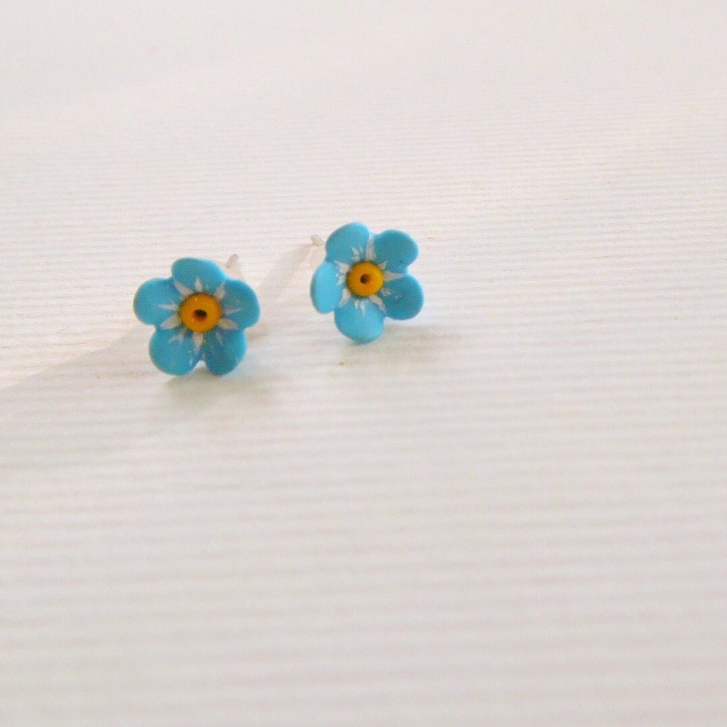 Tiny Memories: Forget Me Not Earrings Polymer Clay.