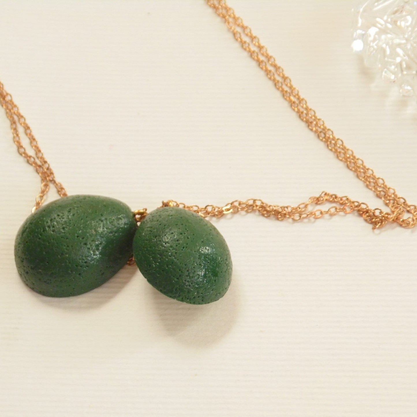 Inseparable Halves : Avocado Friendship Necklace Polymer Clay.