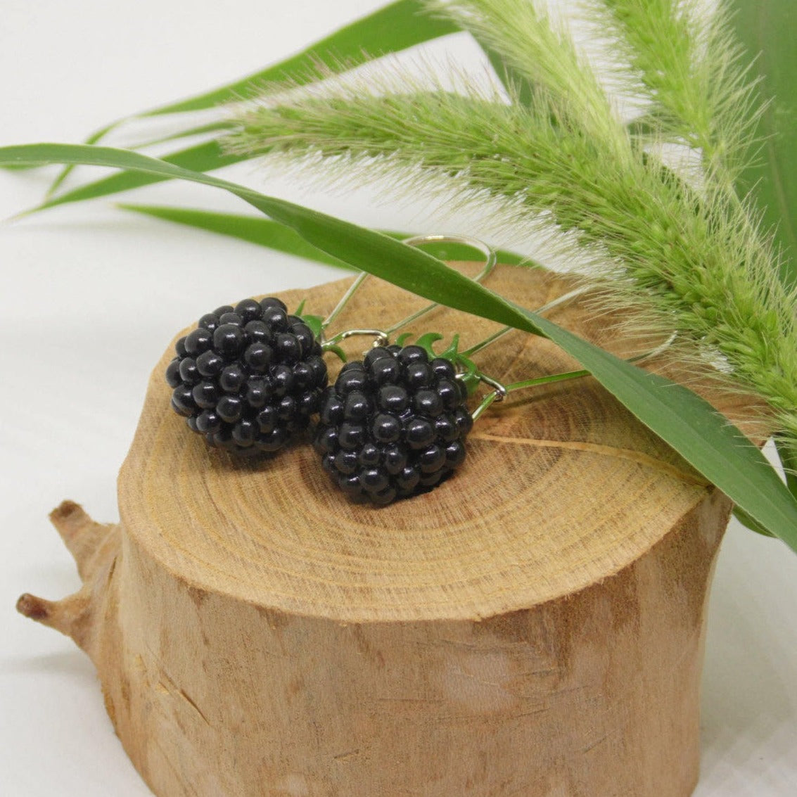 Tiny Temptations: Blackberry Earrings Drop Polymer Clay.