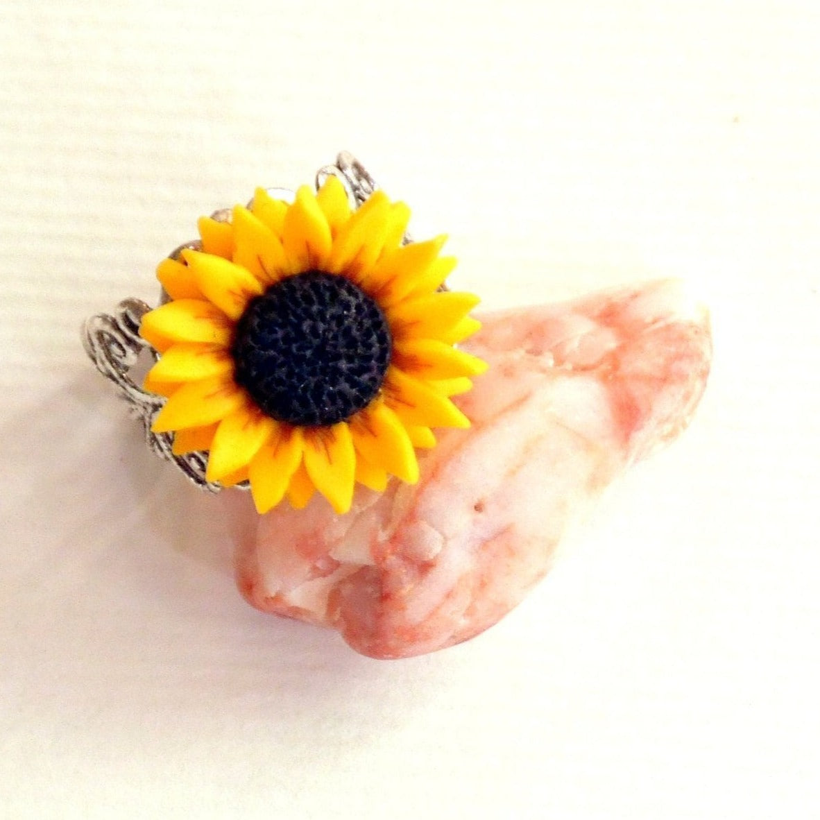 Golden Pattern: Sunflower Ring Polymer Clay.