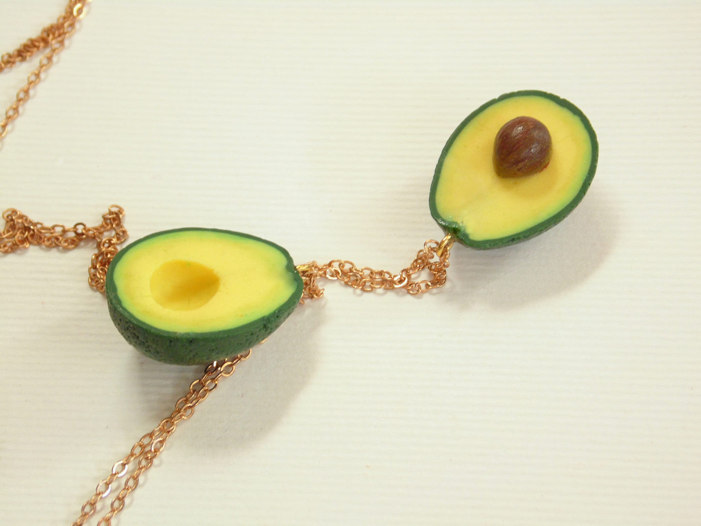 Inseparable Halves : Avocado Friendship Necklace Polymer Clay.