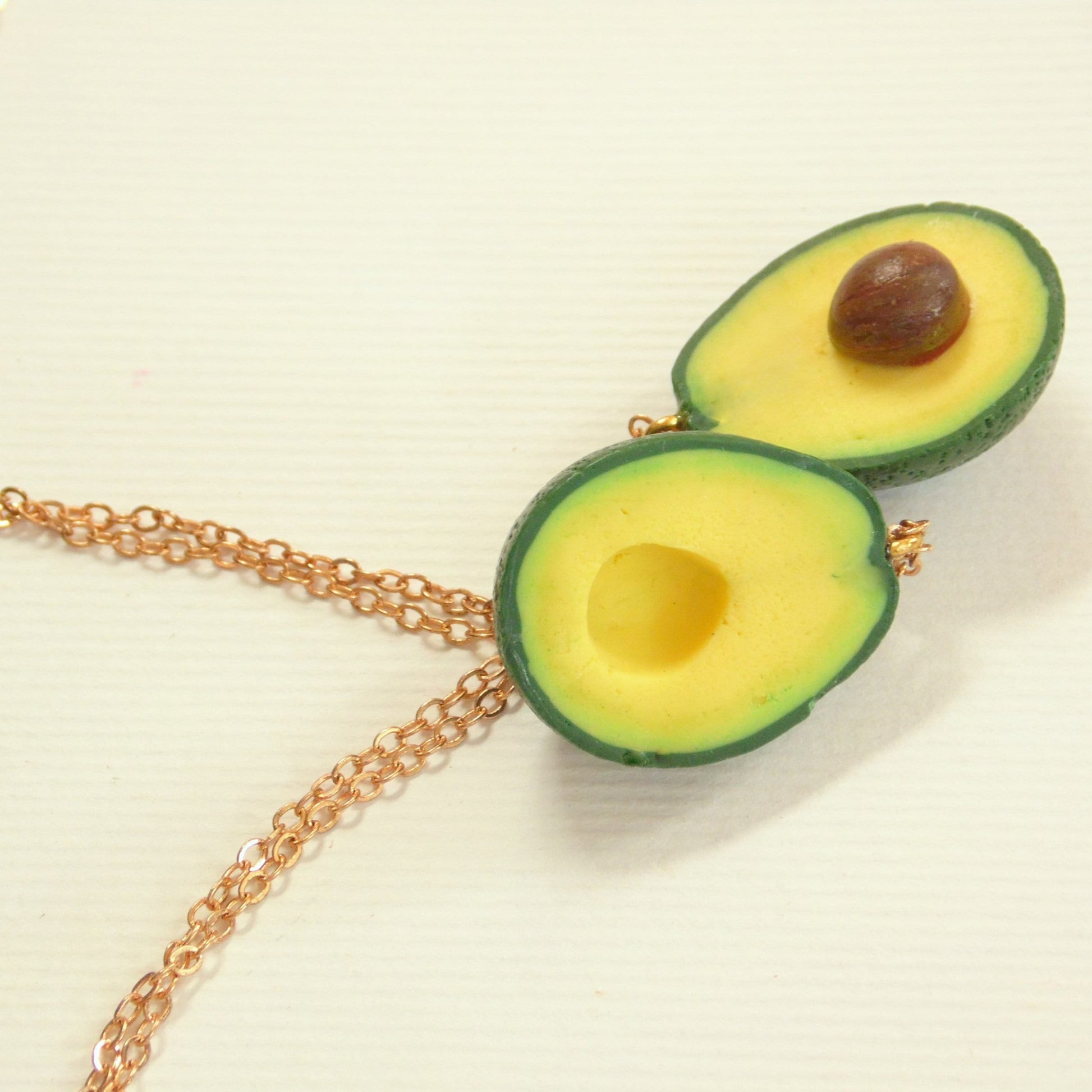 Inseparable Halves : Avocado Friendship Necklace Polymer Clay.