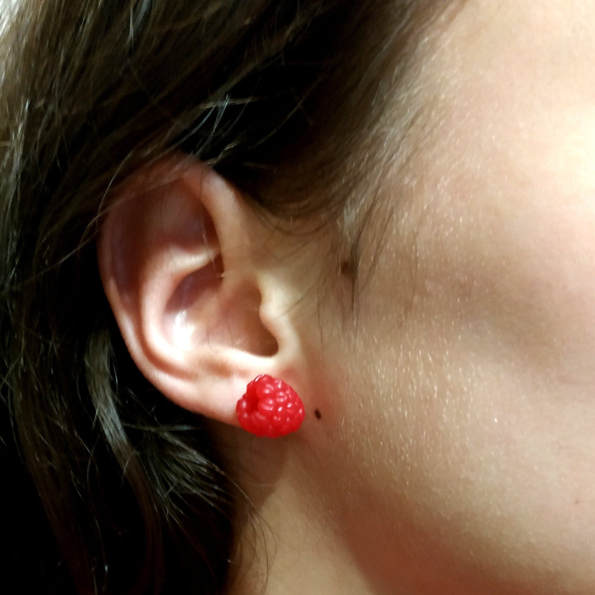 Sweet Temptation: Raspberry Earrings Polymer Clay.