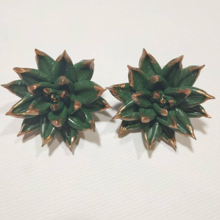 Unfading Charm: Succulent Earrings  Polymer Clay.