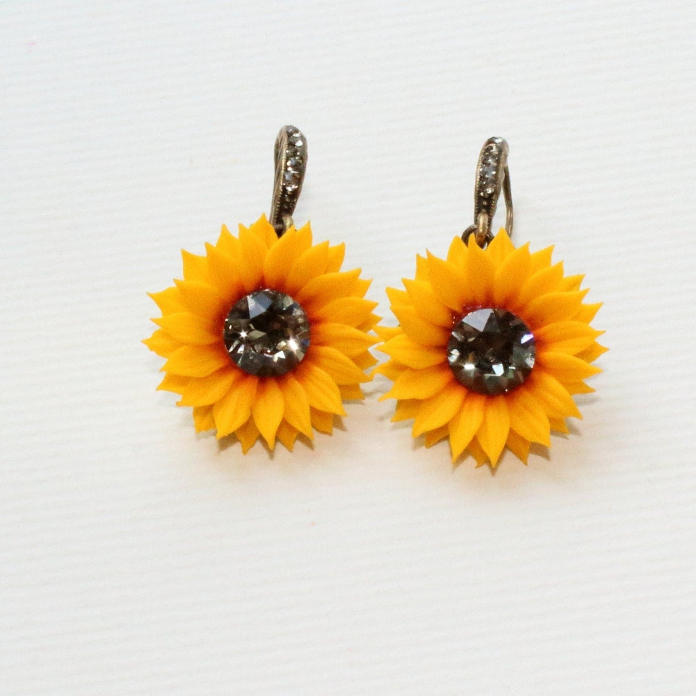 Night Shimmer: Sunflower Earrings Polymer Clay.