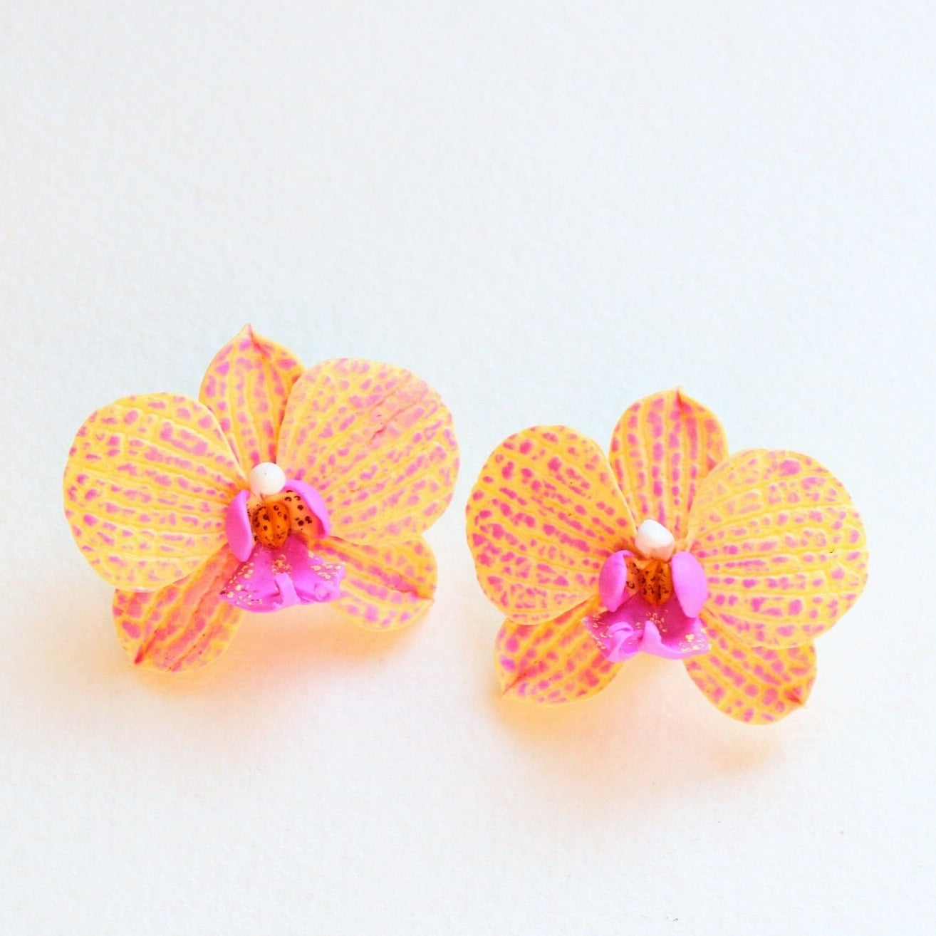 Flower Queen: Orchid Earrings Polymer Clay.