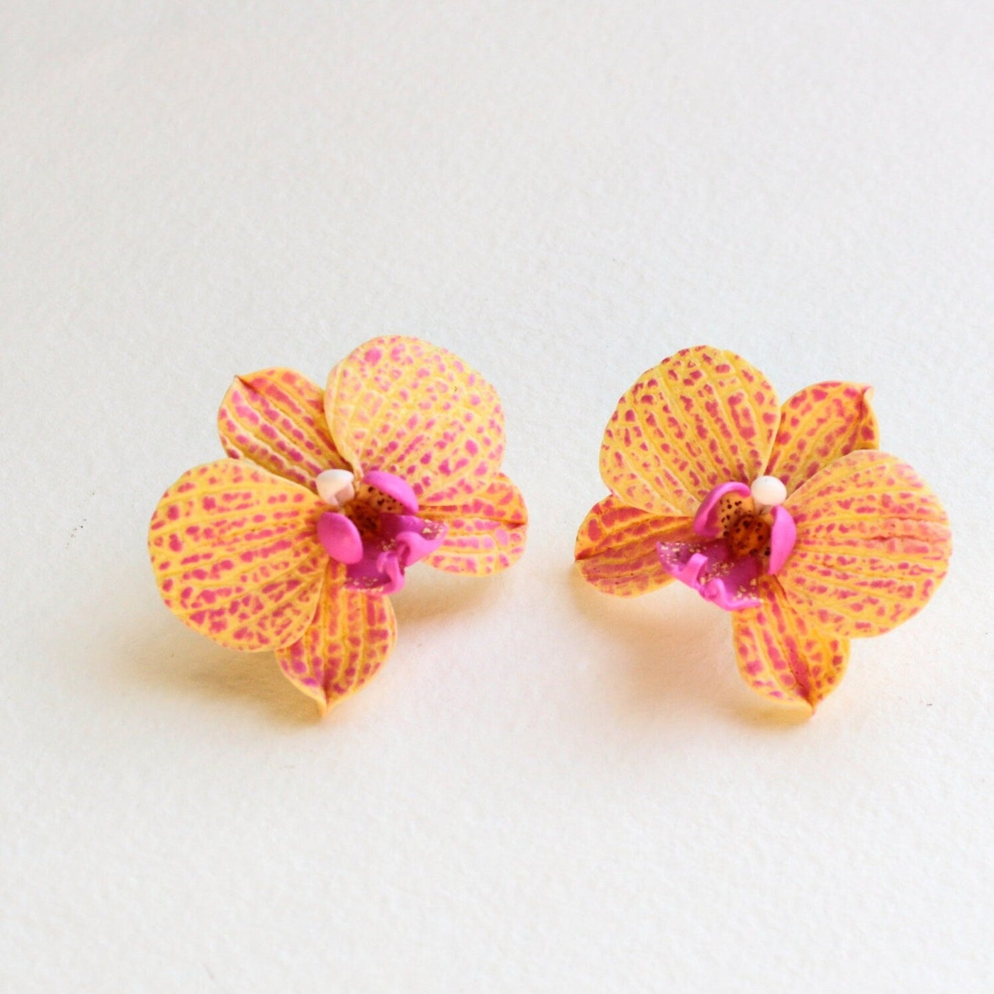 Flower Queen: Orchid Earrings Polymer Clay.