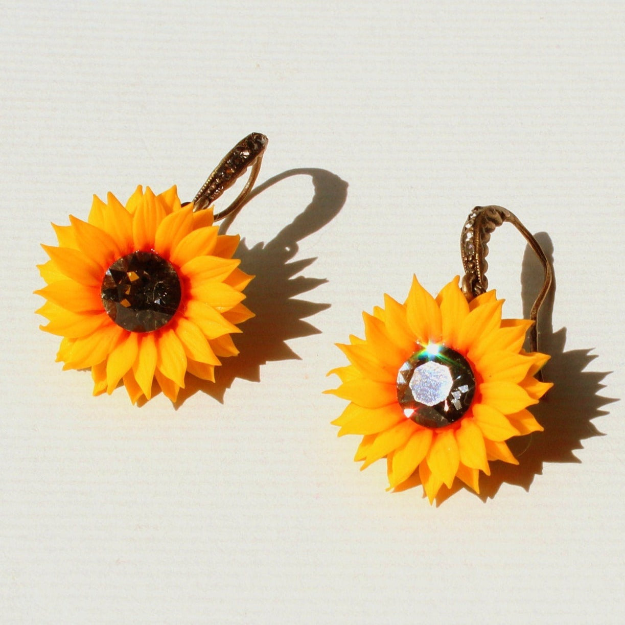 Night Shimmer: Sunflower Earrings Polymer Clay.