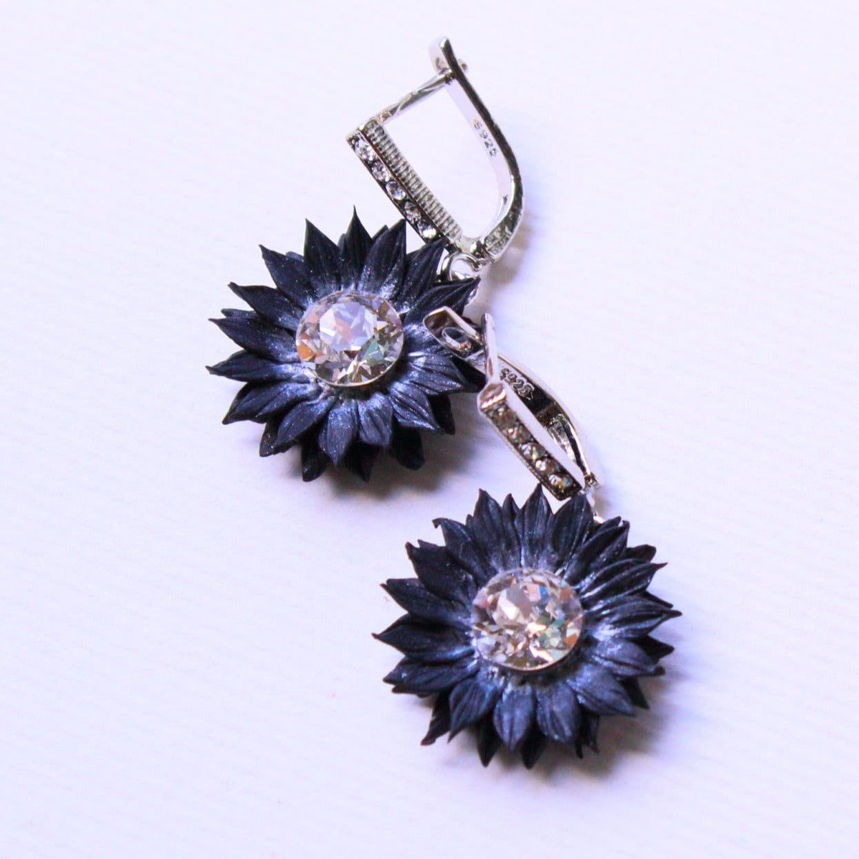 Radiant Darkness : Midnight Sunflower Earrings Polymer Clay.